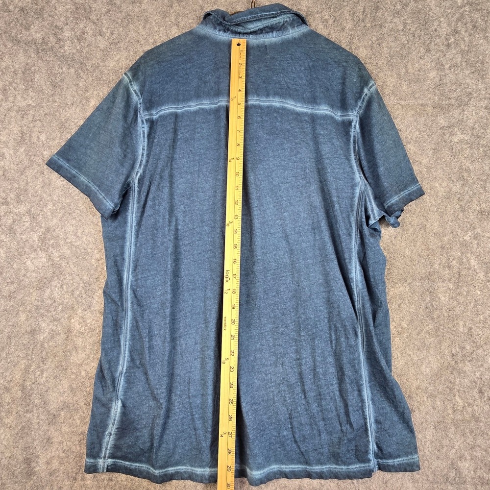 Rock & Republic Mens XXL Blue Acid Wash Cotton Short Sleeve Polo Shirt Pocket - Picture 5 of 7